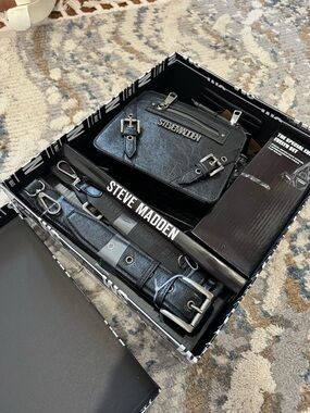 Steve Madden Black Mini Crossbody Belt Bag with Silver Hardware